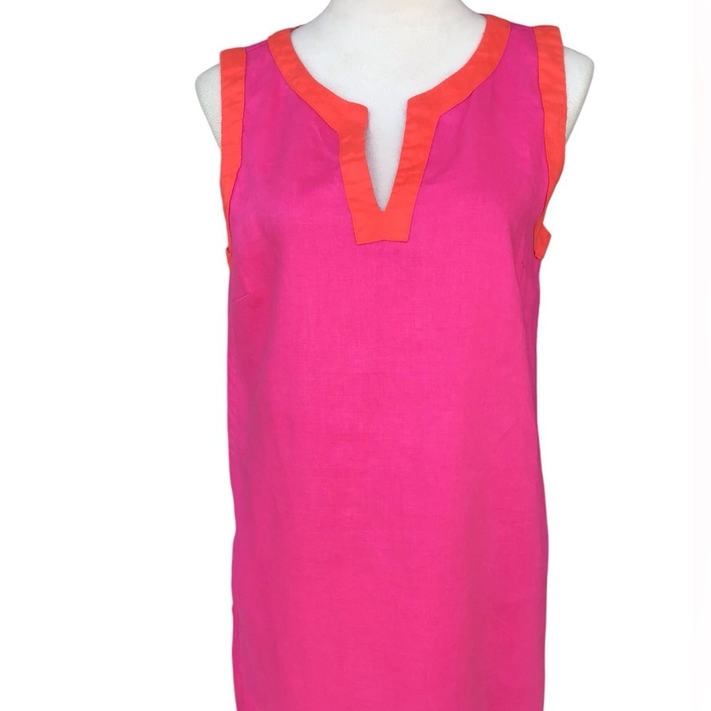 Sigrid Olsen Women's 100% Linen Sleeveless Dress Sz M Pink Beachy Versatile - Picture 3 of 5